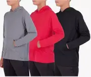 Real Essentials 3Pack - Boy's Mesh Long Sleeve Pullover Hoodie Active -XL NEW