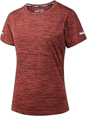 [Peakwell] Women's Activewear Tee-Shirts Lightweight Shorts Sleeve Gym Sport Tops with Reflective Stripes