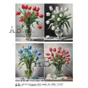 Tulips in Vases | A4 Rice Paper | Paper for Decoupage | AB Studios