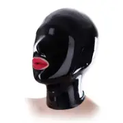 Open Mouth Latex Hood Micro Perforated Rubber Mask for Latex Fetish Clubwear