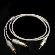 HIFI Pure Silver 2.5mm 4.4mm to 2 RCA Headphone Amp Connecting Aux Audio Cable