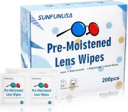 200 Count Lens Cleaning Wipes-Pre-Moistened Individually Wrapped Eyeglass Wipes
