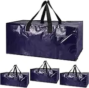 4Pcs Large Storage Bags with Zips, 92L Moving Bags Extra Large Strong, Durable PP Waterproof Loft Storage Bags, Heavy Duty Jumbo Storage Bag, Packing Bags for Moving House, Moving Bags for Clothes