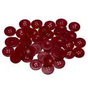 50pcs Resin Sewing Buttons 1" Round Flat 4-Hole Craft Buttons, Dark Red