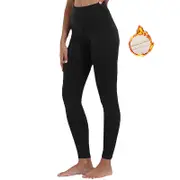 Nevenka Sherpa Fleece Legging for Women Stretchy Thermal Workout Pants-Black