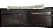 Thin Men's Black Bifold Wallet, Genuine Leather 6 Credit Card Billfold wallet BN