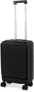 [Planet Direct] Suitcase (56x35x23cm) with Cup & Phone Holder | Lightweight ABS Hard Shell | Laptop Compartment | 4 Wheel Carry On Luggage Bag with TSA Lock Cabin Suitcase, Black, Black