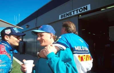 Giancarlo Fisichella Benetton Johnny Herbert Sauber outside the Be- Old Photo