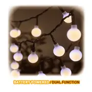 Sansai 50 LED Globe Decorative Battery Powered String Lights Warm White 7.5m