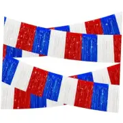 Red White Blue Garland Streamers - 4Packs 39.4 Feet Foil Fringe Garland Tinsel