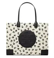 Tory Burch Large Ella Tote Tori Handbag Work Bag Purse Black Scatter Daisy