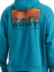New Ariat Hoodie Sunset Theme Turquoise UNISEX SIze L ( Ladies 16/18 )