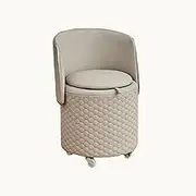 BAOTEDSL Collapsible Backrest Vanity Stool with Storage,Round Vanity Stool Seating with Back, Storage Ottoman with Wheels Rolling Ottoman Vanity Chair with Storage Small Swivel Chair,Grey