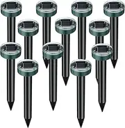 12 pk Mole Repellent Gopher Repellent Solar Snake Repellent Ultrasonic Vole Gopher Repellent Sonic Waterproof Spikes Stakes for Garden Yard