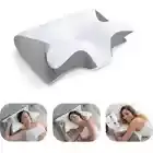 1Pc Memory Foam Cervical Pillow, 2 in 1 Ergonomic Contour Orthopedic Pillow Grey