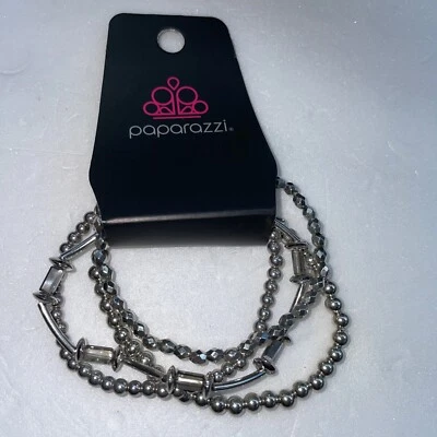 Paparazzi Jewelry Beaded Silvertone 4 Stretch Bracelets