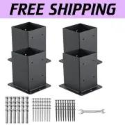 4x4 Post Base Anchors - 4 Pcs Solid Steel Brackets for Deck & Pergola Support