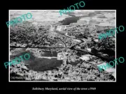 OLD POSTCARD SIZE PHOTO SAILISBURY MARYLAND, AERIAL VIEW OF THE TOWN c1940