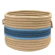 Colonial Mills Garden Banded Round Basket 18x18x12", Jasmine/Blue - GA05A018X018