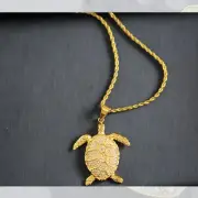 European&American Diamonds Turtle Pendant Necklace Male Titanium Steel Hip Hop A
