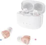 Invisible Hearing Aids, Mirasing CIC Digital Rechargeable Hearing Aids for Seniors & Adults with Noise Cancelling,Portable For Adults Small and Tiny (Beige)