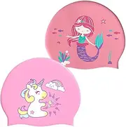 Swimming Cap for Kids Waterproof Bathing Cap for Children Boys Girls Aged 3-8 - Cartoon Pattern Swimming Cap