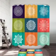 Multi Colored Panel and White Mandalas Shower Curtain