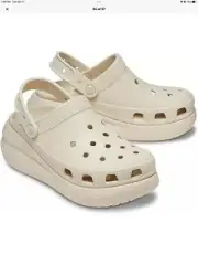 Crocs Classic Crush Clog Unisex Men 7 / Women 9 Bone Beige Khaki Slip Platform