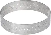 De Buyer Perforated Round Tart Ring - 3.5” Diameter, 0.8” Height - Perfect for Baking Beautifully Crisp Tarts - Easy to Use & Clean - Made in France