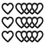 15Pcs Heart-Shaped Trigger Snap Clip Keyrings Buckle Snap Hook Clip, Black
