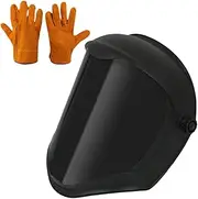 Ｂｅｓｇａ Protective Face Shield Face Cover Work Equipments Protective Gear for Farm Grinding Garden Landscaping Tasks with Gloves, Black