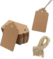 Moslyn 100pcs Kraft Paper Tags with String Blank Bags Tags Price Tags for Wedding Favour Baby Shower Birthday