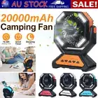 20000mAh LED Light Camping Fan Auto Oscillating USB Desk Fan Camping Red AU