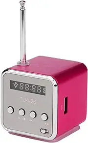 Mini Radio Digital Radio Td V26 Small Portable Retro Mains And Battery Mini Speaker Music Stereo Mp3 Mp4 Player Portable Fm Pc Fashion Support Tf Card And U Disk Usb Player (Rose red)