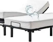 Kingnex Waterproof Cooler Bamboo Viscose Split King Mattress Protector for Adjustable Bed Noiseless Soft Breathable Fitted Mattress Cover Pad