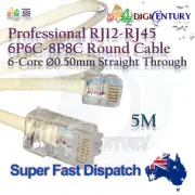 Professional RJ12 6P6C to RJ45 8P8C Copper Cable ⌀0.5mm Reinforced Round 5m