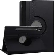 World biz Rotating Tablet Case for Samsung Galaxy Tab S9 FE+ / S9 FE Plus 12.4-Inch (X610/X616) 360 Degree Rotation Protective Stand Leather Folio Cover Back, Auto Wake/Sleep (Black)