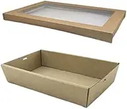 20 X Brown Kraft Disposable Catering Grazing Boxes Trays With Lids Extra Large Catering Box with Lid