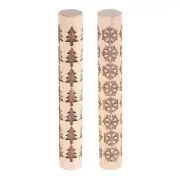 2pcs Wood Roller 10cm Snowflake Pine Tree Pattern Wooden Pottery Tools
