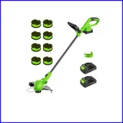 12-Inch Cordless String Trimmer & Edger 2-in-1 with 2 Batteries - Green
