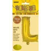 Alphabet L Foil Balloon - Gold