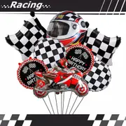 8Pcs Motorcycle Theme Foil Balloon Set Kids Children Dirt Bike Birthday Decoration