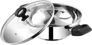 Vinod Stainless Steel Deluxe Kadai with Glass Lid- 18 cm, 1.2 LTR (Induction Friendly)