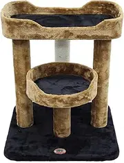 Go Pet Club - 23" Cat Tree Kitty Condo - Small Cat Tree with Two Elevated Perch Beds & Large Base - Cat Condos for Indoor Cats - Black/Brown