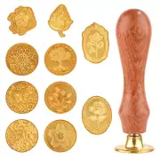 Wax Seal Stamp Set, 10Pcs Sealing Wax Stamp Heads with a Wooden Handle Sealing