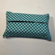 Pocket Tissue Holder Handmade Turquoise White Polka Dots 5x3 New