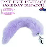 Stainless Steel Anal Butt Plug Foxtail Cat Fox Tail Metal Anal Sex Toy Purple