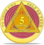 5 Month Sobriety Coin - Rainbow Triangle HA AA Medallions and Sobriety Chips AA Coins - Ideal Alcoholics Anonymous Sobriety Gifts for Men & Women Celebrating Recovery and Living Clean