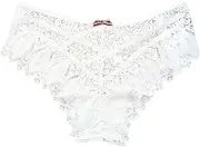 [Qiyifuwang] Women Sexy Panties Floral Lace Briefs V Shape Waistband Tangas Crotchless Comfort Mesh Panties Lace Boyshorts Hipster Panty, A2-white, X-Large