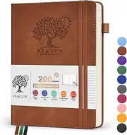 PERCUN Lined Journal Notebook for Men & Women,200 Pages A5 Hardcover Leather Notebook (5.8"x8.3"), Travel Journal for Work, School, Business Writing, Note Taking, Notepad Diary (Yellow)